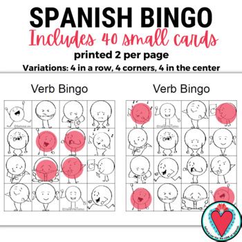 Spanish Verbs Bingo Spanish Grammar Present Tense Present Progressive