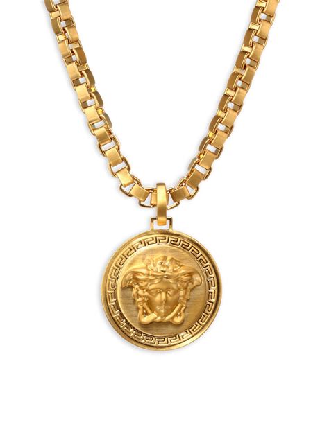 Versace Chain Pendant Necklace In Metallic For Men Lyst
