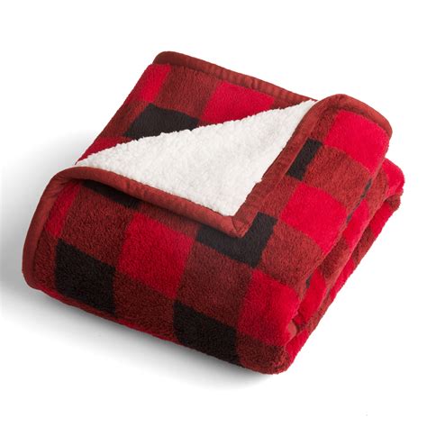 Better Homes And Gardens Printed Sherpa To Sherpa Red Buffalo Plaid Throw
