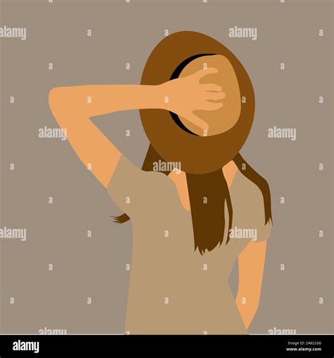 Girl Holding Hat Illustration Vector On White Background Stock Vector