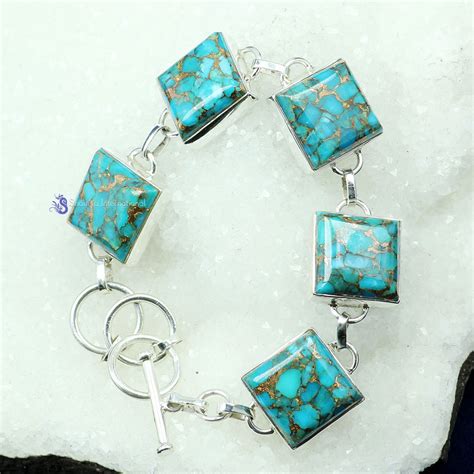 BLUE COPPER TURQUOISE O SPB904 925 STERLING SILVER CAB CUT