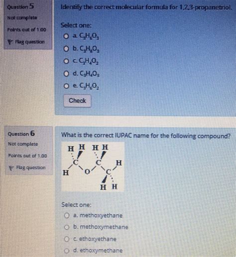 Solved Identify The Correct Molecular Formula For 123