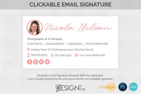 Email Signature Template Clickable Graphic By Designitfor · Creative