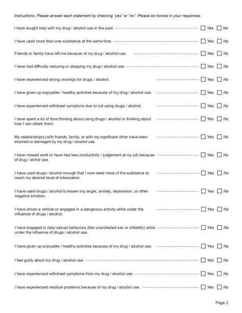 Substance Abuse Assessment Editable Fillable Printable Pdf Template