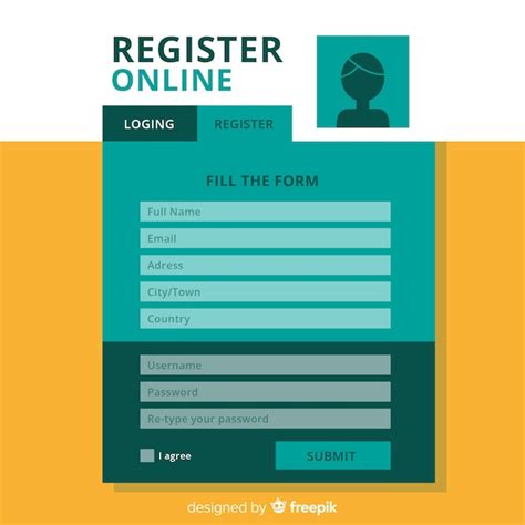 Premium Vector Modern Registration Form Template With Flat Design