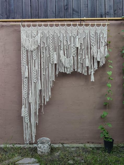 Macrame Backdrop Macrame Window Curtain Boho Wedding Etsy Boho