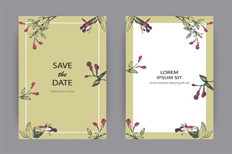 Fuchsia Flowers Wedding Invitation Card Template Design
