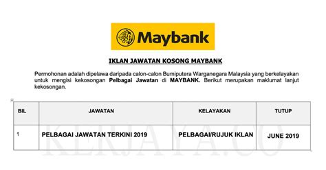 Jawatan kosong terkini kerajaan dan swasta di seluruh malaysia tahun 2020. Jawatan Kosong Terkini Maybank ~ Pelbagai Kekosongan ...