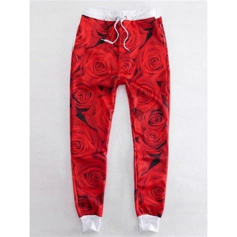 Red Emoji Sweatpants Rose Emoji Printed Leisure Pants For Menwomen