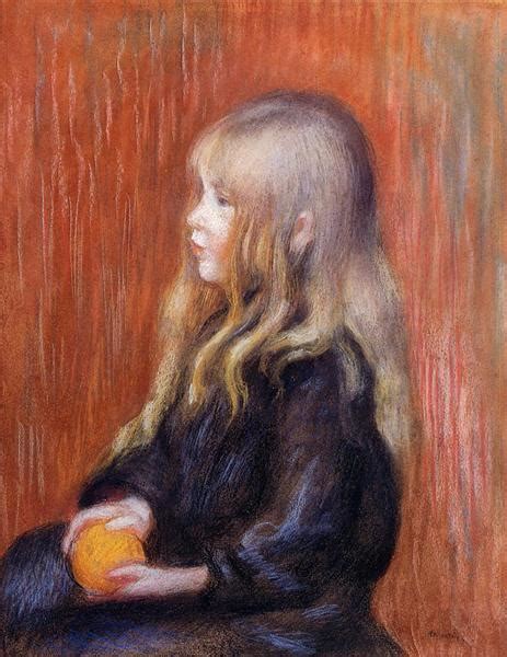 Coco Holding A Orange 1904 Pierre Auguste Renoir