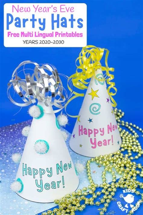 Printable New Years Eve Party Hat Craft Multilingual Kids Craft Room