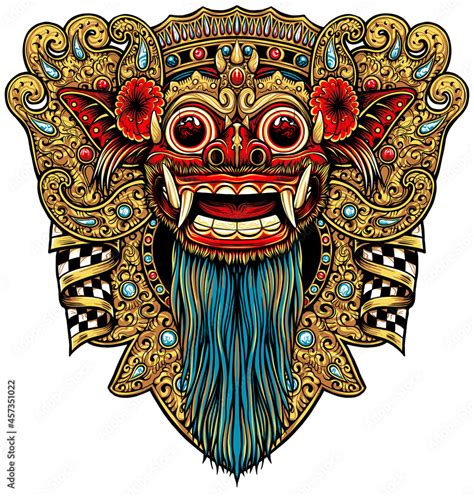 Balinese Barong Mask Illustration Stock Illustration Adobe Stock
