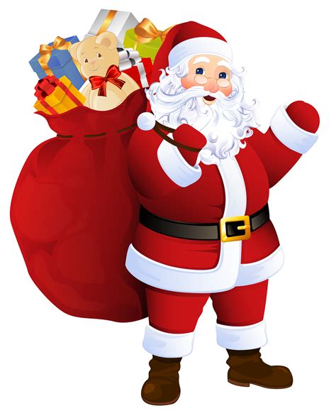 Transparent Santa Claus With Bag Of Gifts Santa Claus Images Santa
