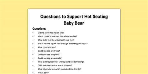 Hot Seating Question Cards The Moon Teacher Made