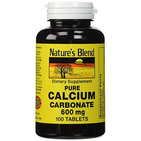 Pure Calcium Carbonate 600 Mg 100 Tabs