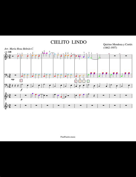 Cielito Lindo Easy Rosy Sheet Music For Piano Violin Guitar Bass Download Free In Pdf Or Midi