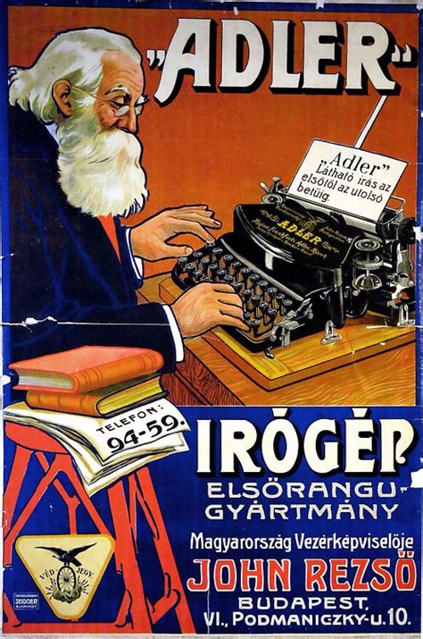 Antique Poster Advertising Adler No7 Typewriters Vintage