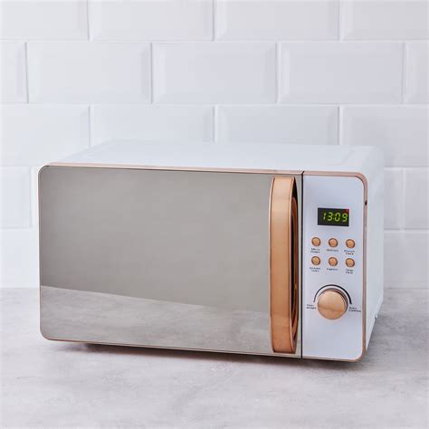 White And Copper Microwave Rose Gold Kitchen Small House Interior