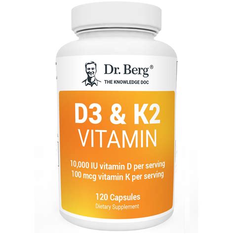 Dr. Berg Vitamin D3 & K2 Supplement for Heart and Bone Health, 120