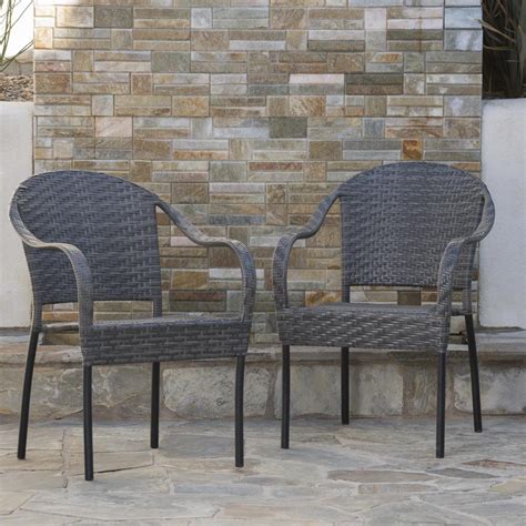 Tall back design provides an exceptional degree of comfort and support. Noble House Sunset Grey Wicker Outdoor Dining Chair (Set ...