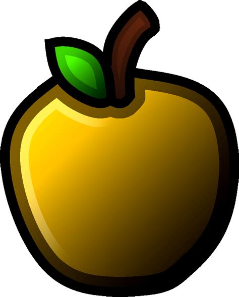 Золотое яблоко на прозрачном фоне для фотошопа