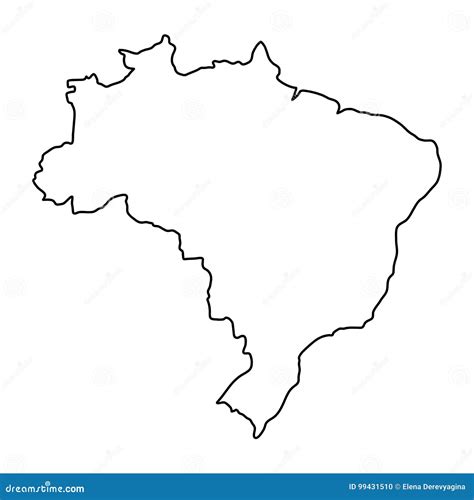 Brazil Map From The Contour Black Brush Lines On White Background Vector Illustration