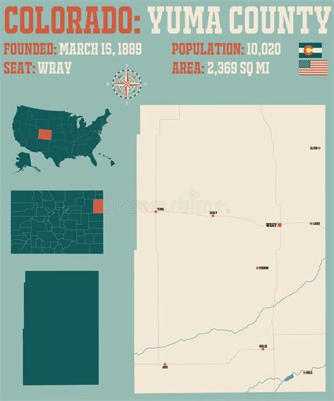 Map Of Yuma County In Colorado Stock Vector Illustration Of States