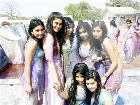 Premas World Beautiful Girls Playing Wet Holi In White