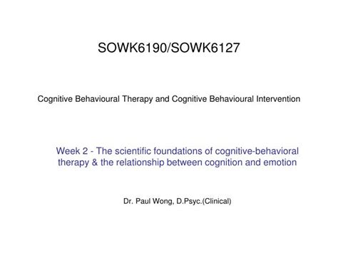 Ppt Sowk6190sowk6127 Cognitive Behavioural Therapy And