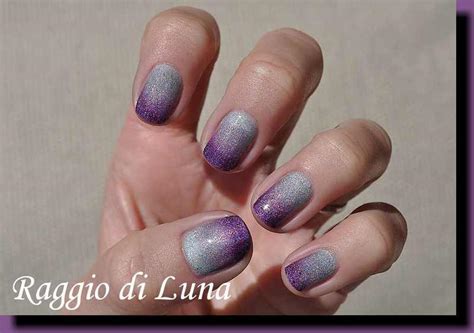 Silver And Light Purple And Dark Purple Holo Gradient Nail Art By Tanja