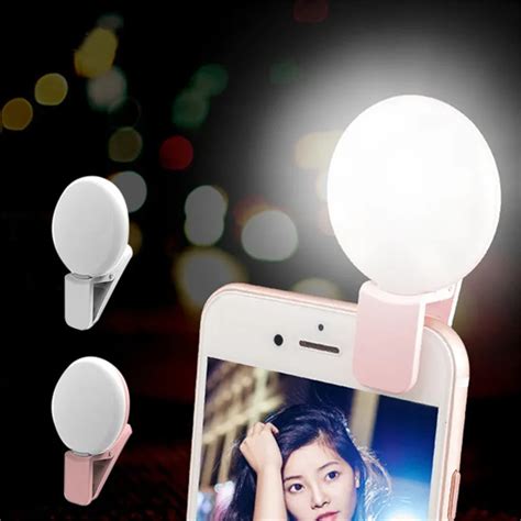 Portable Selfie Flash Led Camera Clip On Mini Mobile Phone Selfie Ring