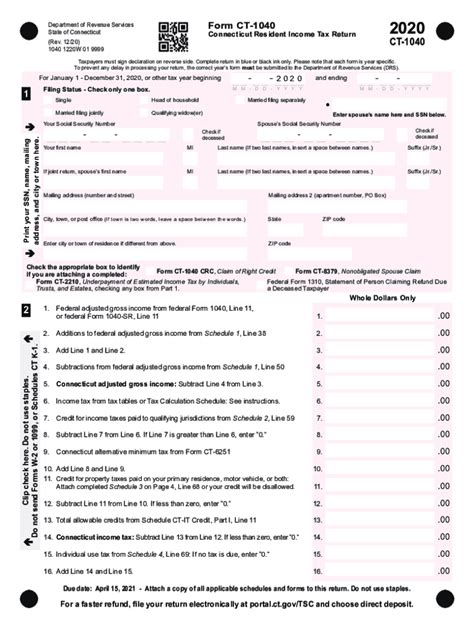 Ct Drs Ct 1040 2020 2022 Fill Out Tax Template Online Us Legal Forms