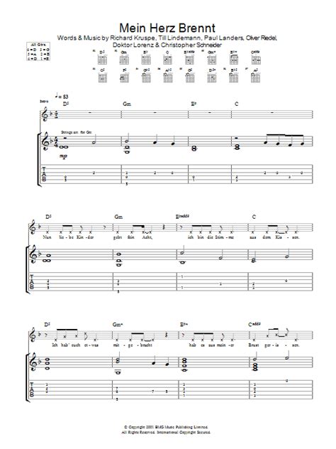 Mein Herz Brennt Sheet Music | Rammstein | Guitar Tab