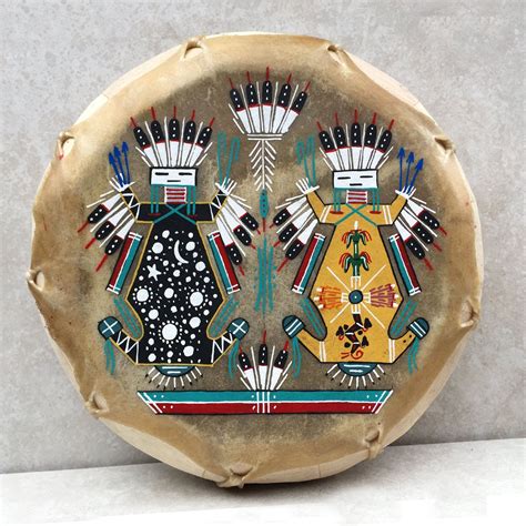 Native American Drum Navajo Large Hand Painted Cochiti Drum Yei