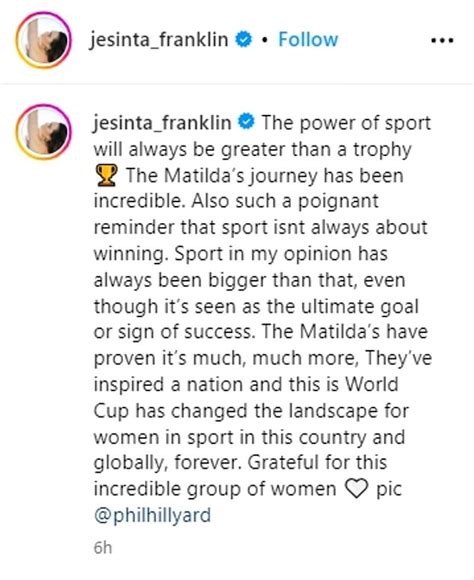 Jesinta Franklin Pens Heartwarming Post About The Matildas As She Praises The Incredible Group