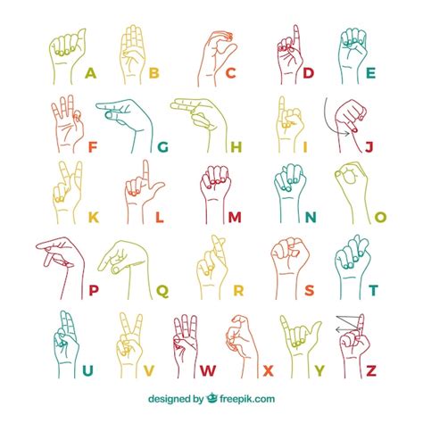 Sign Language Alphabet In Hand Drawn Style Vector Free Download