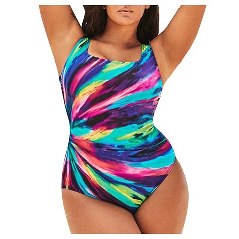 Plus Size Bademode Frauen Striped Print Badeanzug Bikini Gro E Gr E