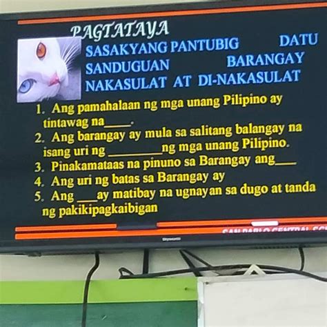 PAGTATAYA SASAKYANG PANTUBIG DATU SANDUGUAN BARANGAY NAKASULAT AT DI