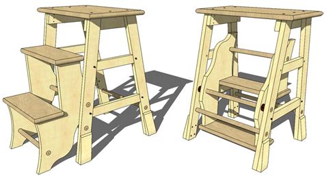 Folding Step Stool 3d Woodworking Plans In 2020 Folding Step Stool