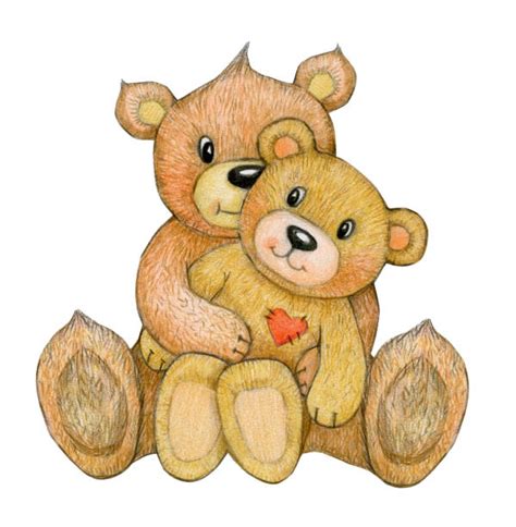 Cartoon Of A Two Teddy Bears Hugging Illustrations Royalty Free Vector