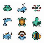 Sea Aquarium Icons Jellyfish Icon Sealife Fish