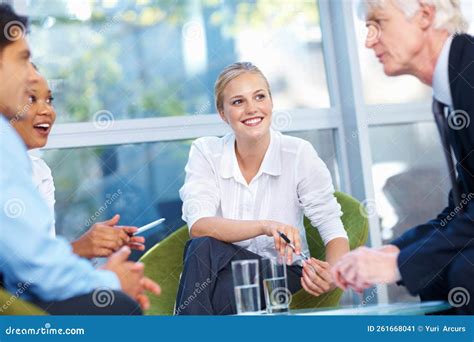 Business People Having Happy Discussion Portrait Of Successful