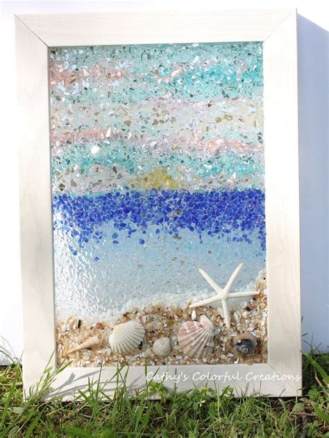 Beach Art Beach Decor Beach Mosaic Mosaic Art Sunset Art Etsy Sea Glass Mosaic Sea Glass Art