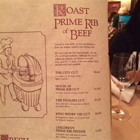 Prime rib, also referred to as standing rib roast, is a beautiful piece of meat. The house of prime rib menu - Yelp