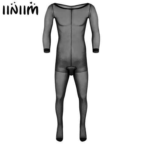 Detail Feedback Questions About Mens Wetlook Body Stocking Slim Fit Sexy Bodysuits Mesh Long