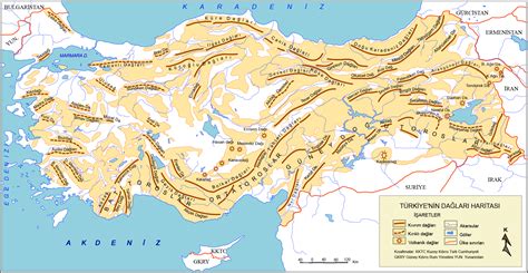 Türkiye nin Dağları Haritası Coğrafya Hocası Coğrafya Harita Yazı