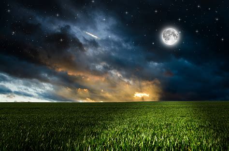Fonds Decran Photographie De Paysage Champ Étoile Ciel Nuit Lune Nuage