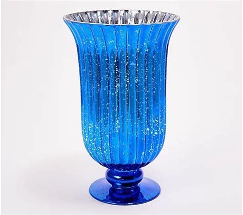 As Is 11 34 Illuminated Fluted Mercury Glass Hurricane By Valerie