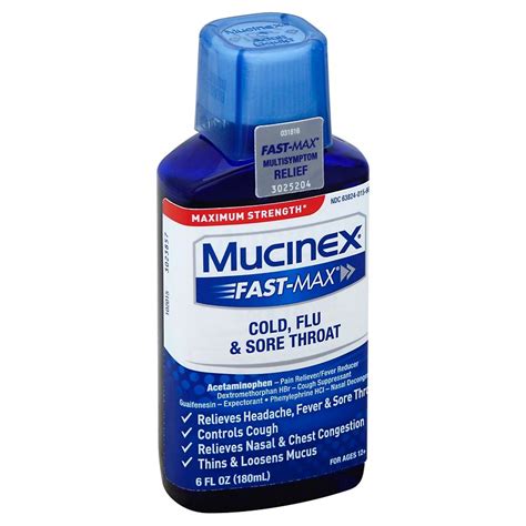 Mucinex Fast Max Cold Flu And Sore Throat Multi Symptom Maximum Strength Shop Medicines