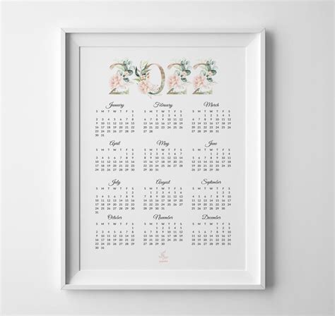2022 Printable Calendar 2021 Wall Calendar Printable Pdf 2022 Year